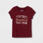 Toddler Girls' 'extra Thankful This Year' Short Sleeve Graphic T-shirt - Cat & Jack Burgundy