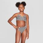 Girls' Stripes And Checkers Bikini Set - Art Class Black