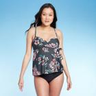 Maternity Floral Print Tie Wrap Tankini Top - Isabel Maternity By Ingrid & Isabel Gray S, Women's, Size: Small,
