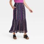 Women's Pleated Mesh Maxi A-line Skirt - Knox Rose Blue