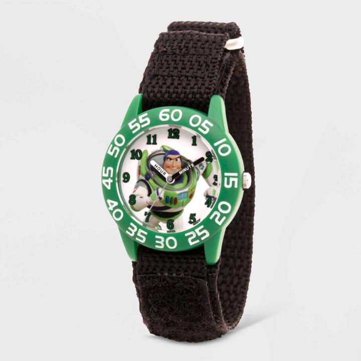 Kids' Disney Toy Story 4 Buzz Lightyear Plastic Time Teacher Watch - Black