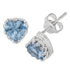 1 1/2 Tcw Tiara Sterling Silver Heart-cut Aquamarine Crown Earrings, Women's
