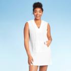 Women's Hooded Pull Over Cover Up - Cover 2 Cover White