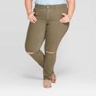 Women's Plus Size Mid-rise Cropped Jeggings - Universal Thread Olive
