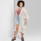 Women's Plus Floral Print Duster Wild Fable - Cream One Size, Ivory