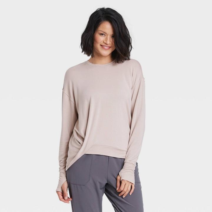 Women's Modal Fleece Twist-front Sweatshirt - All In Motion Rose