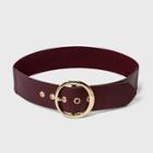 Women's Round Buckle Belt - A New Day Burgundy