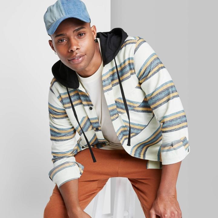 Adult Striped Casual Fit Long Sleeve Button-down Shirt - Original Use Green/stripe