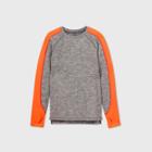 All In Motion Boys' Long Sleeve Heather Colorblock Soft Gym T-shirt - All In