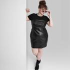 Women's Plus Size Sleeveless Faux Leather Bodycon Dress - Wild Fable Black
