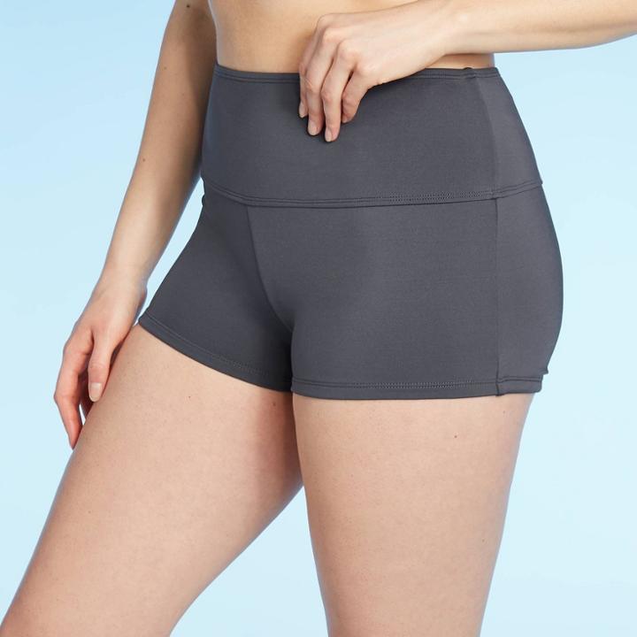 Women's High Waist High Coverage Swim Shorts - Kona Sol Gray