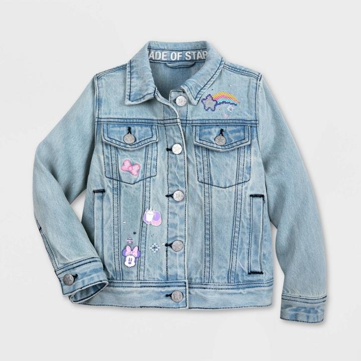 Girls' Disney Minnie Mouse Denim Jacket - Blue 3 - Disney