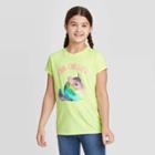 Petitegirls' Short Sleeve Chinchilla Graphic T-shirt - Cat & Jack Lime L, Girl's, Size:
