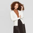 Women's Casual Fit Front Button-down Long Sleeve V-neck Cardigan - A New Day Cream
