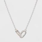 Distributed By Target Sterling Silver Oval Ring Cubic Zirconia Necklace - Silver, Size: Small, Rose Gold