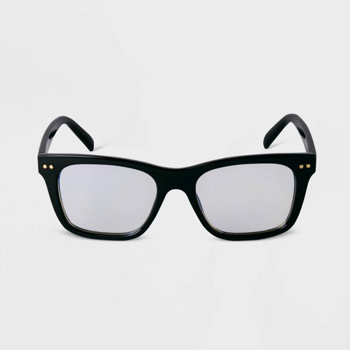 Women's Angular Square Blue Light Filtering Glasses - A New Day Black