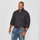 Men's Big & Tall Standard Fit Pocket Flannel Long Sleeve Collared Button-down Shirts - Goodfellow & Co Moss Green