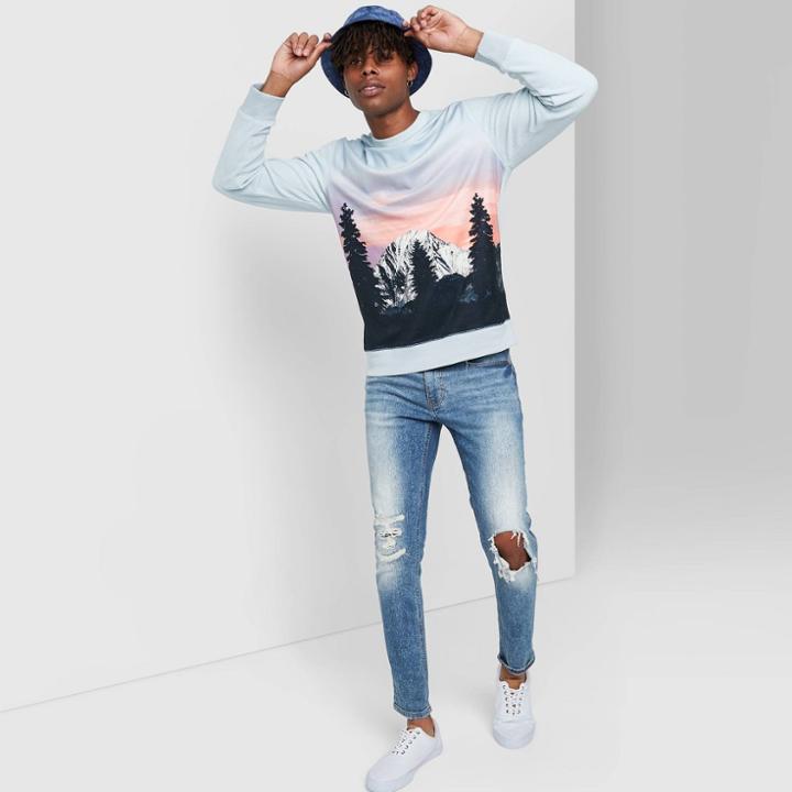 Men's Long Sleeve Photo Real Micro Fleece Crew Pullover - Original Use Gray