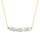 Distributed By Target Oval Cut Blue Topaz Xo Prong Set Necklace In 18k Gold Plated