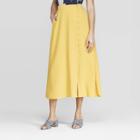 Women's Mid-rise Button Front Maxi Skirt - A New Day Yellow