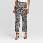 Women's Animal Print Mid-rise Relaxed Silky Cropped Trouser - Who What Wear Cream Xs, Women's, Ivory