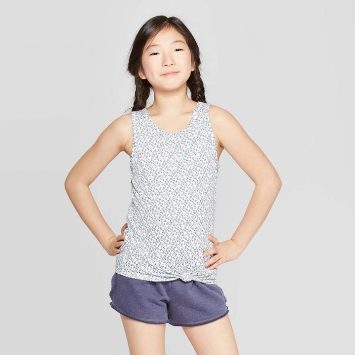 Girls' Twist Front Tank Top - Art Class White