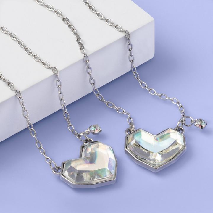 Girls' 2pk Bff Heart Pendant Necklace - More Than Magic Dark Gray, Women's,