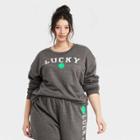 Modern Lux Women's Plus Size St. Patrick's Day Lucky Graphic Sweatshirt - Gray