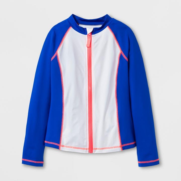 Girls' Long Sleeve Full Zip Rashguard - Cat & Jack Blue