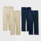 Boys' 4pk Flat Front Stretch Uniform Straight Fit Pants - Cat & Jack Khaki/navy