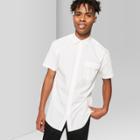 Men's Short Sleeve Long Line Button-down Shirt - Original Use White