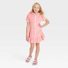 Girls' Hooded Terry Zip Swimsuit Cover Up Dress - Cat & Jack Coral Pink