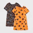 Toddler Girls' 2pk Adaptive Halloween Dress - Cat & Jack Orange/black