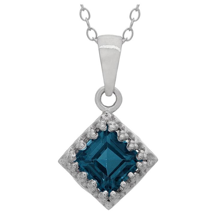 1 1/4 Tcw Tiara London Blue Topaz Crown Pendant In Sterling Silver, Women's