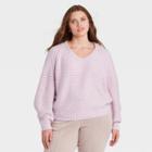 Women's Plus Size Balloon Sleeve V-neck Pullover Sweater - Universal Thread Lavender
