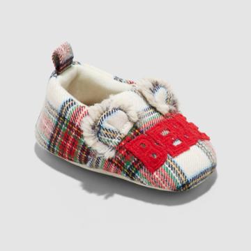 Toddler Bebe Oso Plaid Bootie Holiday Slippers - Wondershop 0-3m,