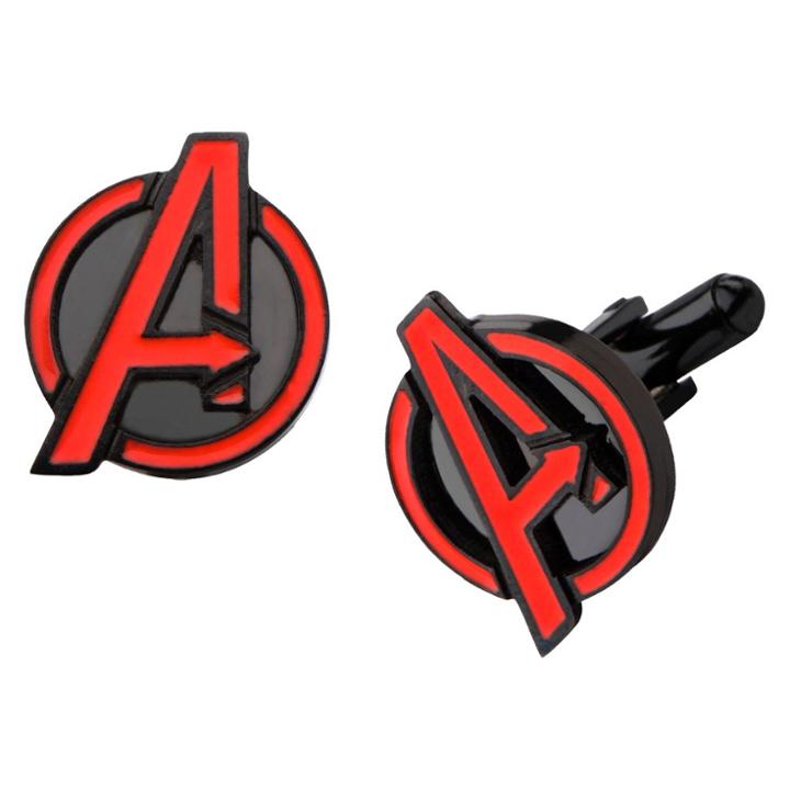 Men's Marvel The Avengers Logo Stainless Steel Cufflinks - Black/red