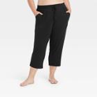 Women's Plus Size Beautifully Soft Cropped Pajama Pants - Stars Above Black