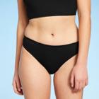 Women's Mid-rise Ribbed Textured Bikini Bottom - Sea Angel Black