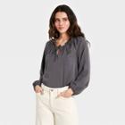 Women's Long Sleeve Ruffle Top - Knox Rose Gray