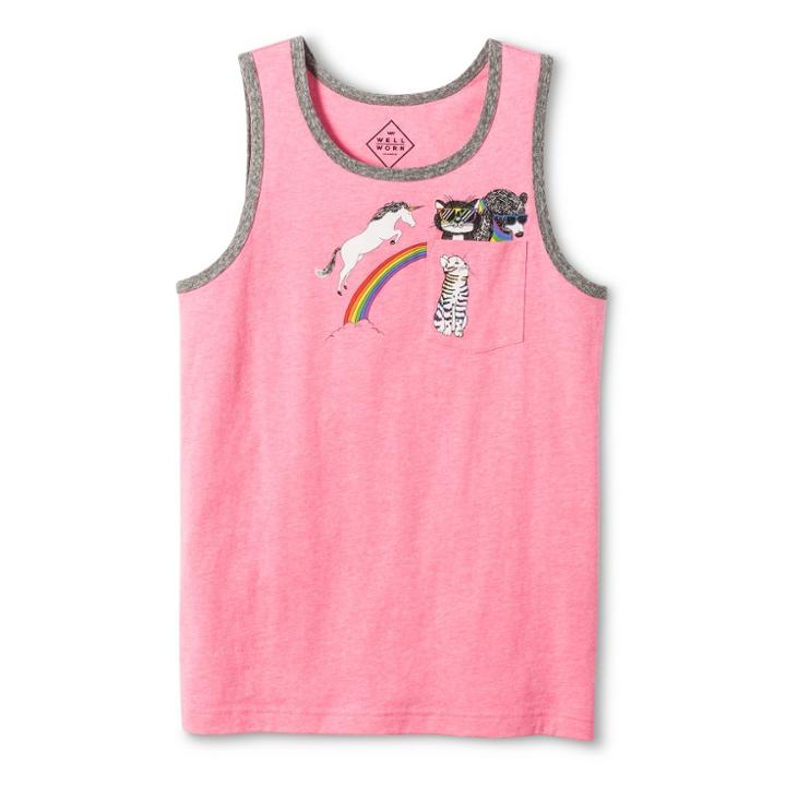 Well Worn Pride Adult Tall Animals Pocket Tank Top - Pink Xlt, Adult Unisex