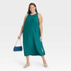 Women's Plus Size Sleeveless Racer Back Dress - A New Day Aqua