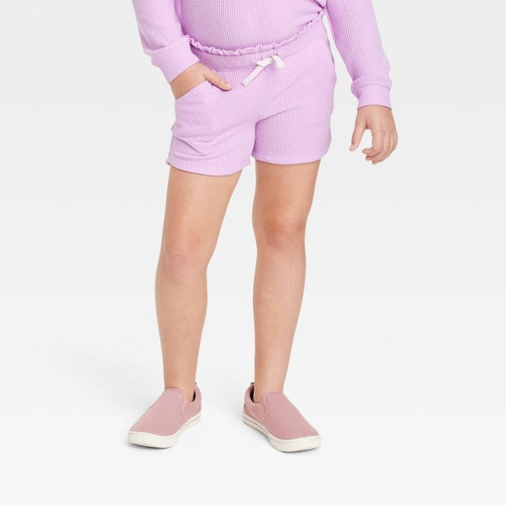 Girls' Waffle Paper Bag Shorts - Cat & Jack Violet