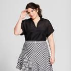 Women's Plus Size Any Day Short Sleeve Popover Shirt - A New Day Black X