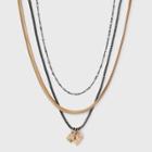 Heart Charm Cluster Layered Chain Necklace - Universal Thread Gold