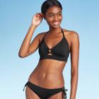 Women's Ring Front Halter Bikini Top - Kona Sol Black