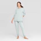 Women's Striped Beautifully Soft Fleece Lounge Sweatshirt Dress - Stars Above Mint M, Women's, Size: