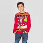 Well Worn Boys' Skater Santa Ugly Christmas Sweater - Red L, Boy's,