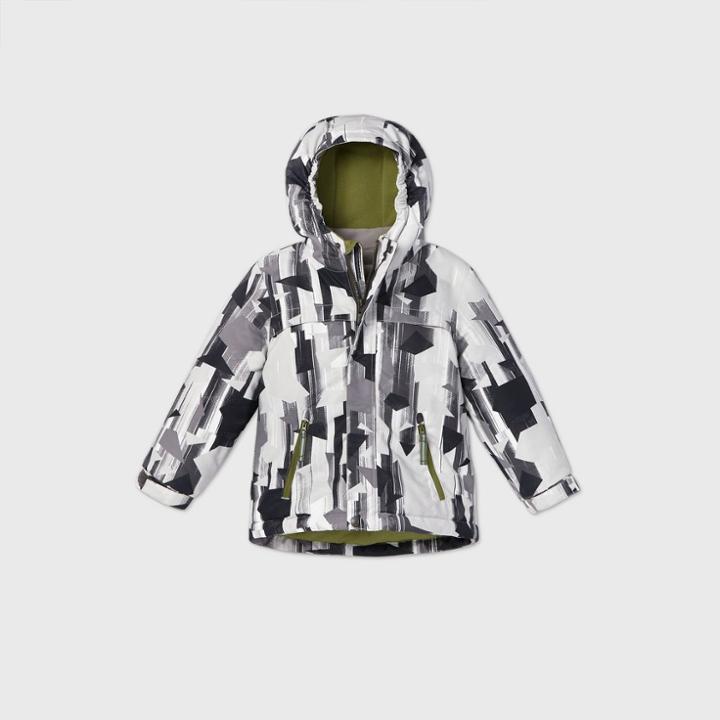 Toddler Boys' Geometric Print 3-in-1 Jacket - Cat & Jack Black/gray/white