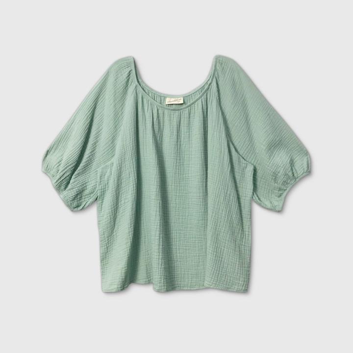 Women's Plus Size 3/4 Sleeve Top - Universal Thread Mint 1x, Women's, Size:
